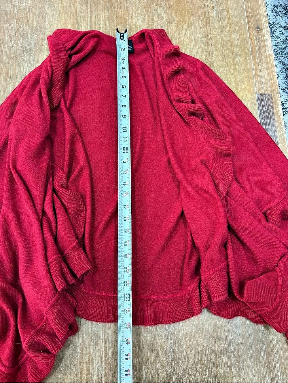 Red Ruffled Poncho Like New - Picture 3 of 5